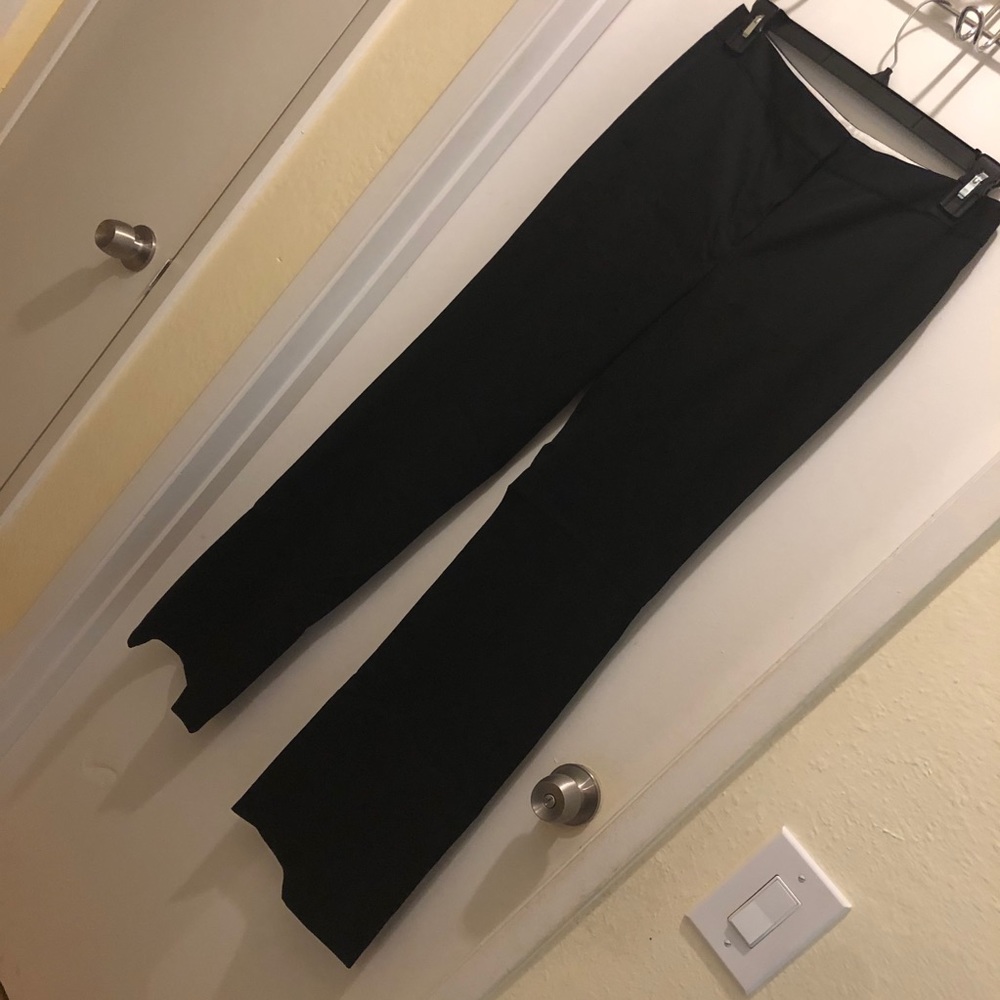 Tahari Pinstripe Slim Flare Flat Front Slacks
